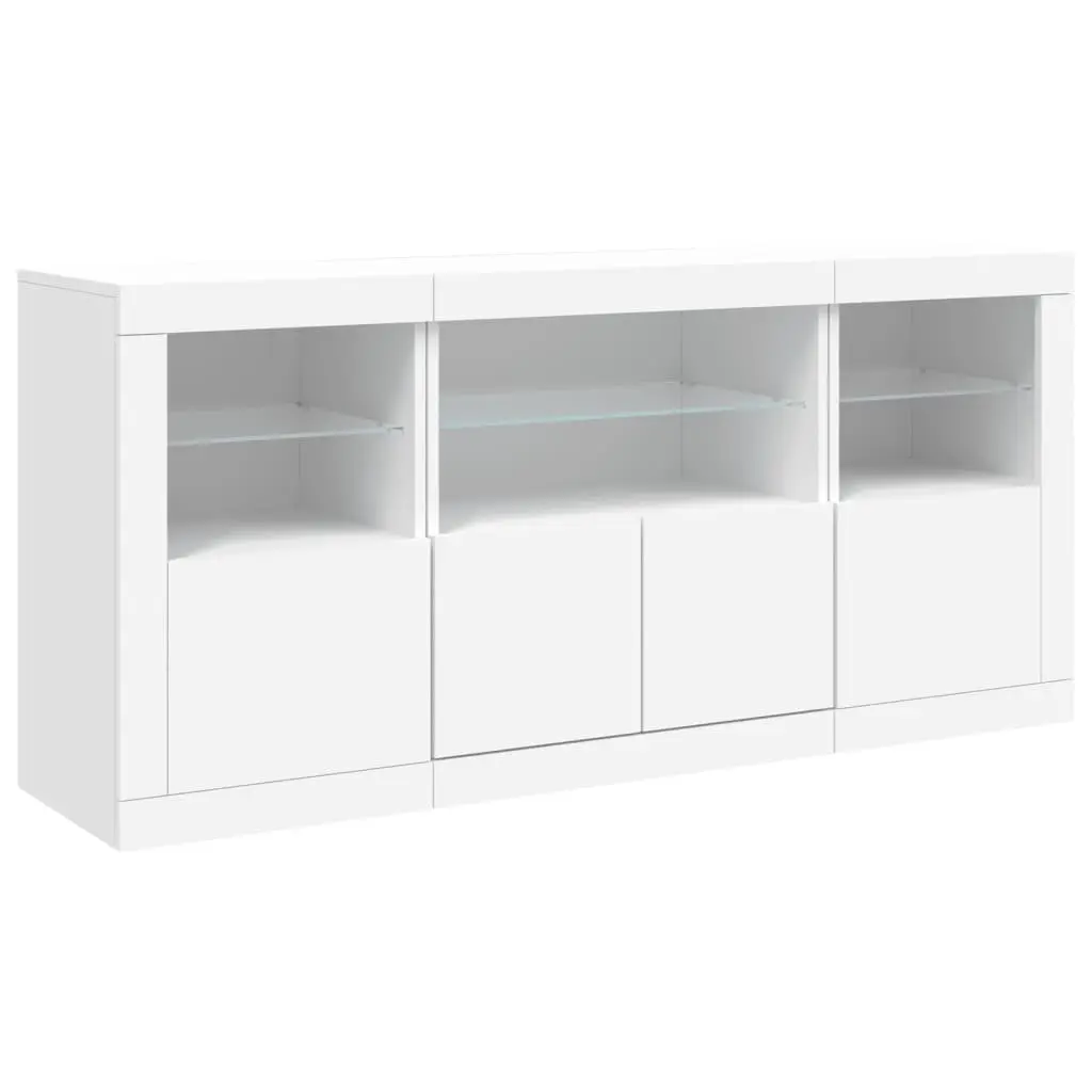 Sideboard with RGB LED Lights Storage Cabinet 142.5x37x67cm White
