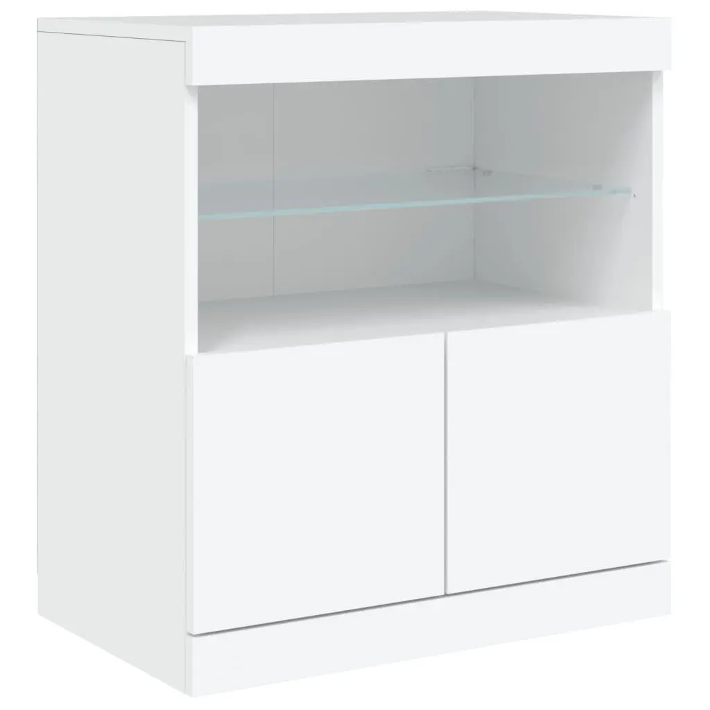 Sideboard with RGB LED Lights Storage Cabinet 142.5x37x67cm White