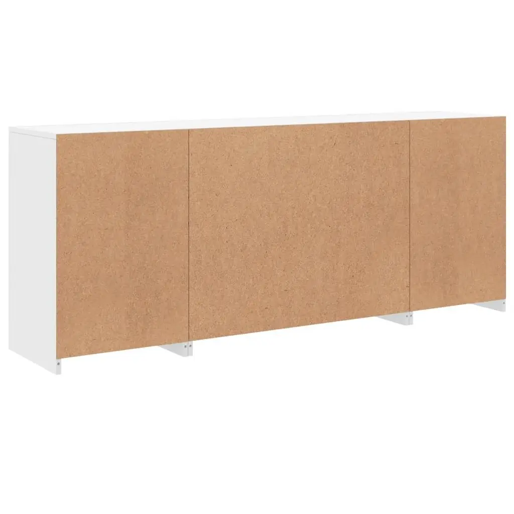 RGB LED White Storage Cabinet Modern Sideboard 163x37x67cm