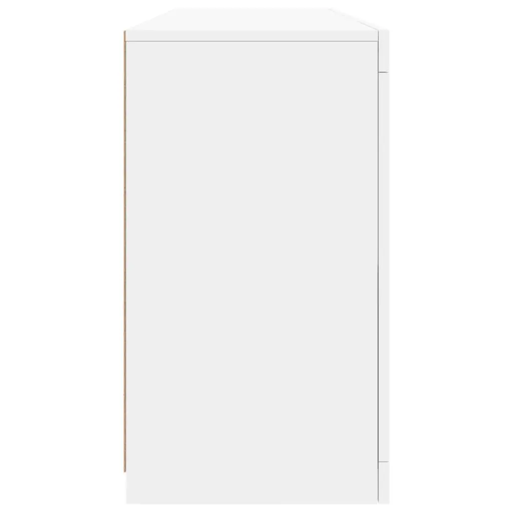 RGB LED White Storage Cabinet Modern Sideboard 163x37x67cm