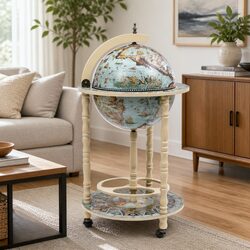 Globe Bar Wine Stand with Wheels for Easy Mobility
