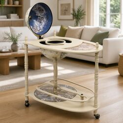 Green Freestanding Globe Bar Wine Cabinet with Wheels