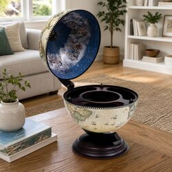 Rotating Globe Bar Wine Stand with Storage Features