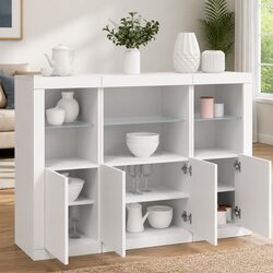 3-Piece Sideboard Set with Adjustable RGB LED Lighting