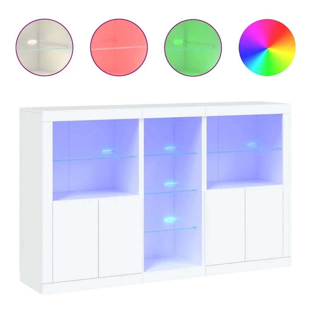 Sideboard Cabinet with RGB LED Lights Storage 162cm White
