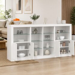 RGB LED White Sideboard Cabinet with Engineered Wood Build