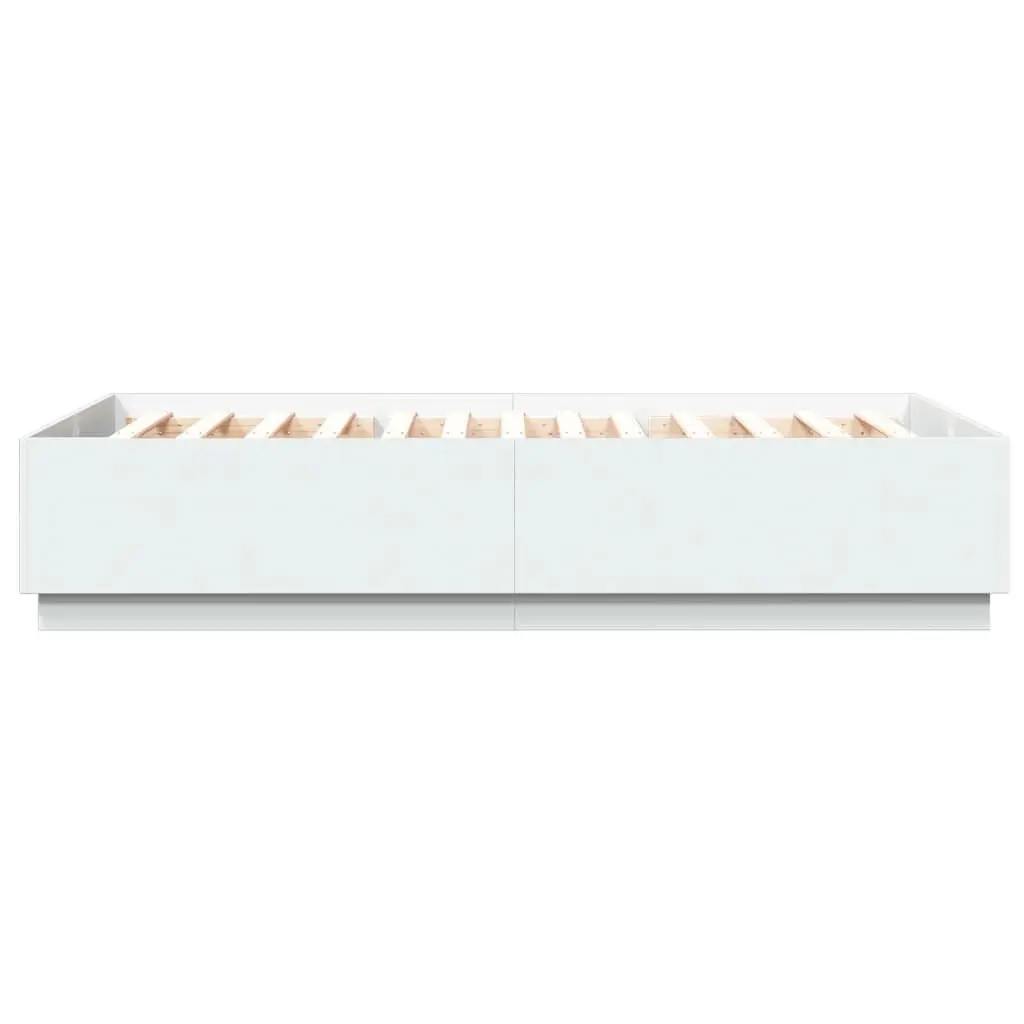 Bed Frame Slatted Base White 150x200 cm with RGB LED Lights