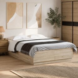 Bed Frame with RGB LED Lights in Sonoma Oak 150x200cm