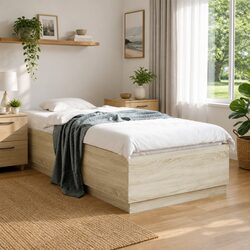 RGB LED Light Bed Frame with Slatted Base 90x190cm
