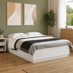 150x200 cm White Bed Frame with Slatted Base