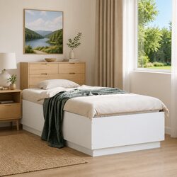 90x190 cm White Bed Frame with Slatted Base Design