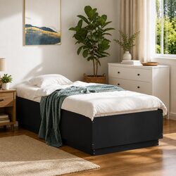 Engineered Wood Bed Frame 90x190 cm in Black