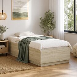 90x190 cm Engineered Wood Bed Frame in Sonoma Oak Brown