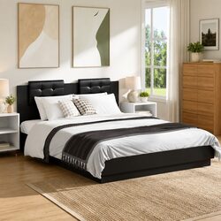 150x200 cm Bed Frame with Headboard in Black