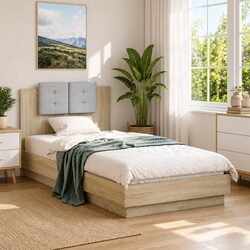 Engineered Wood Bed Frame with Headboard Sonoma Oak 90x190 cm