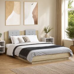 Engineered Wood Bed Frame with RGB LED Lights, 150x200 cm