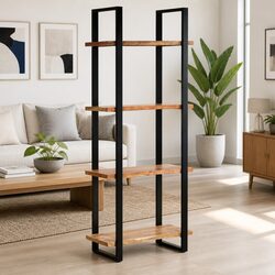 4-Tier Bookcase 80x40x180 cm Solid Acacia Wood Industrial Unit