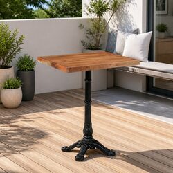 Bistro Dining Table 60x60x76cm Acacia Wood Cast Iron Base