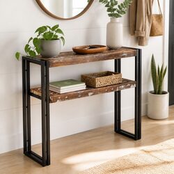 Reclaimed Wood Console Table 90x30x75 cm with Iron Frame