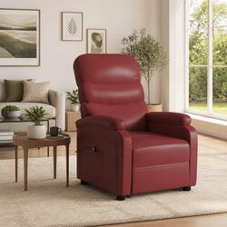 Red Faux Leather Reclining Armchair with Electric Lift