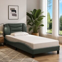 LED Light Bed Frame Dark Grey Fabric 90x190 cm