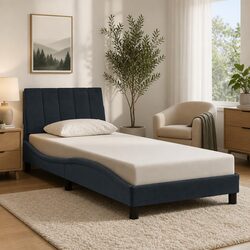 LED Light Bed Frame Dark Grey Velvet 90x190 cm