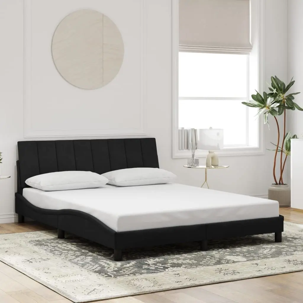 Queen Bed Frame with LED Lights Velvet Black 152x203 cm