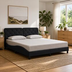Bed Frame with LED Strip Lighting Black Velvet 180x200 cm