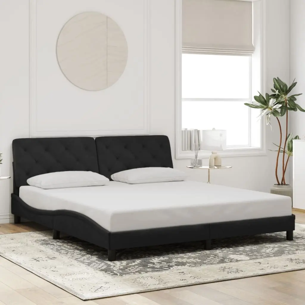 Bed Frame with LED Lights Comfort Black Velvet 180x200 cm
