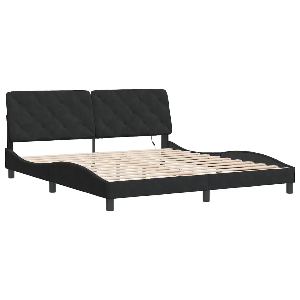 Bed Frame with LED Lights Comfort Black Velvet 180x200 cm