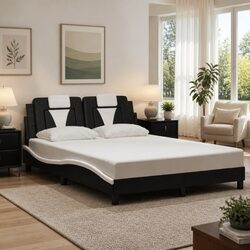 Faux Leather LED Bed Frame with Plywood Slats 137x190cm