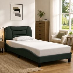 Bed Frame with Fabric Upholstery and LED Lights 90x190 cm