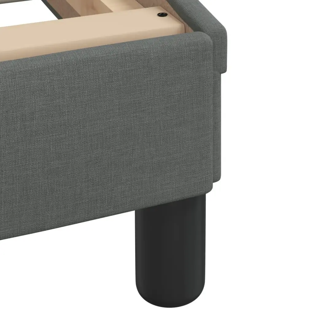 King Single Bed Frame with LED Lights Grey Fabric Headboard Plywood Slats