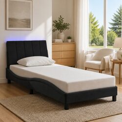 Bed Frame Black Velvet with LED Lights 90x190 cm