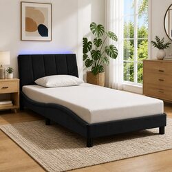 King Single Bed Frame Specifications: LED Lights, Black Velvet