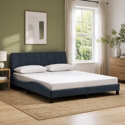 Queen Bed Frame with LED Lighting and Velvet Headboard