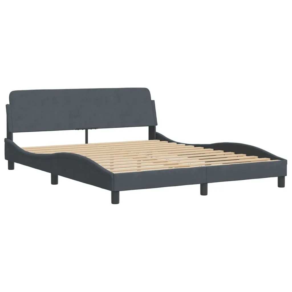 Queen Bed Frame LED Grey Velvet 152 x 203 cm Modern Furniture