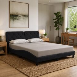 Queen Bed Frame with Foam Headboard and Integrated LED Lights