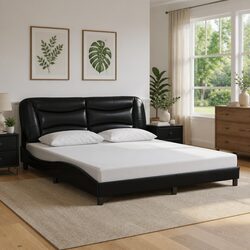 Faux Leather Bed Frame with Integrated LED Lighting