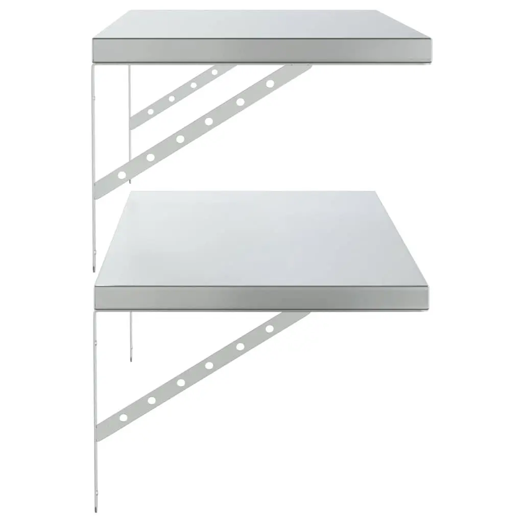 Stainless Steel Wall Shelves Space-saving Floating Storage Display 100x40 cm Silver 2 Piece