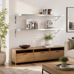 Floating Wall Shelves Set of 2 100x30 cm Stainless Steel