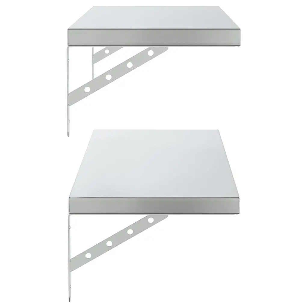 Stainless Steel Wall Shelves Floating Storage 100x30 cm Silver 2 Piece
