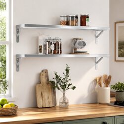 Stainless Steel Wall Shelves 2 pcs 100x23.5 cm Silver