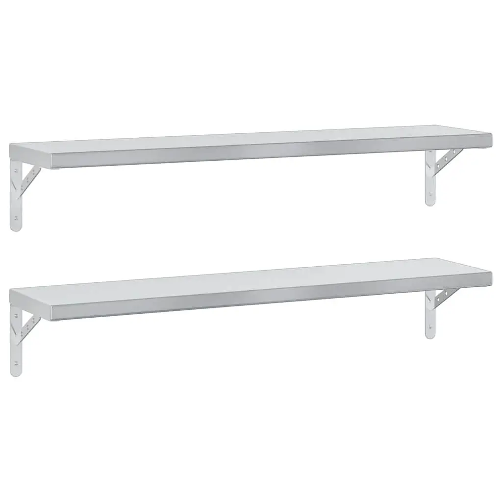 Wall Shelves Space-saving Wall-mounted 100x23.5 cm Silver 2 Piece