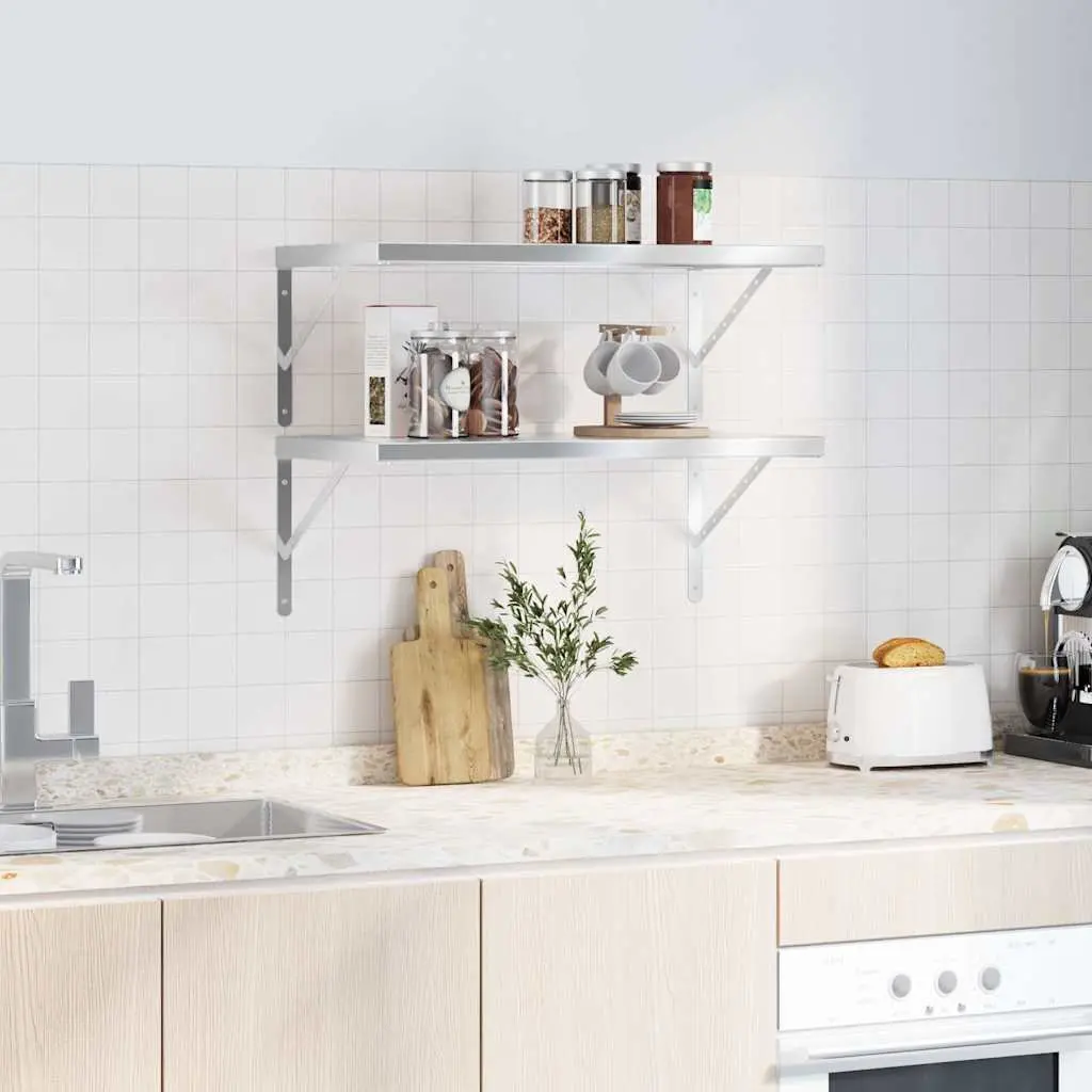 Wall Shelves Floating Storage Shelving 75x40 cm Silver