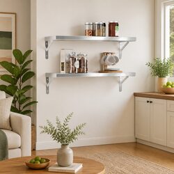 Floating Shelf Storage Rack 2 pcs 75x23.5 cm Stainless Steel