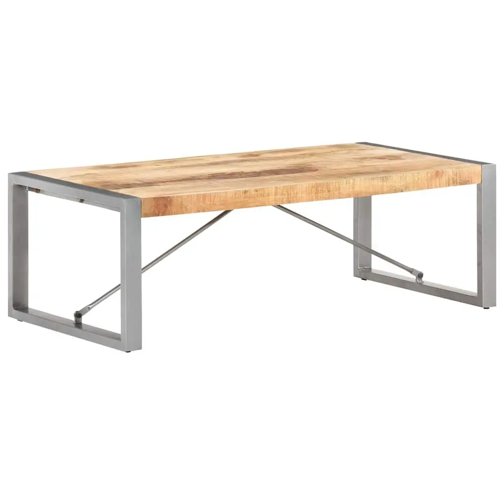 Coffee Table Industrial Style Solid Rough Mango Wood 120x60x40 cm Brown