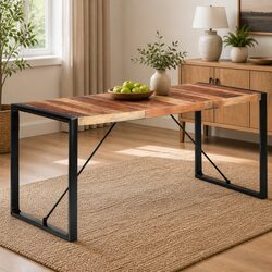 Industrial Dining Table 160x80x75cm Brown Solid Wood