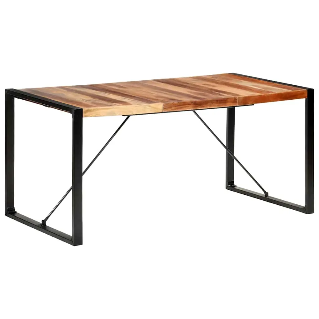 Industrial Dining Table Handmade Brown Solid Acacia Rubberwood Steel 160x80x75cm