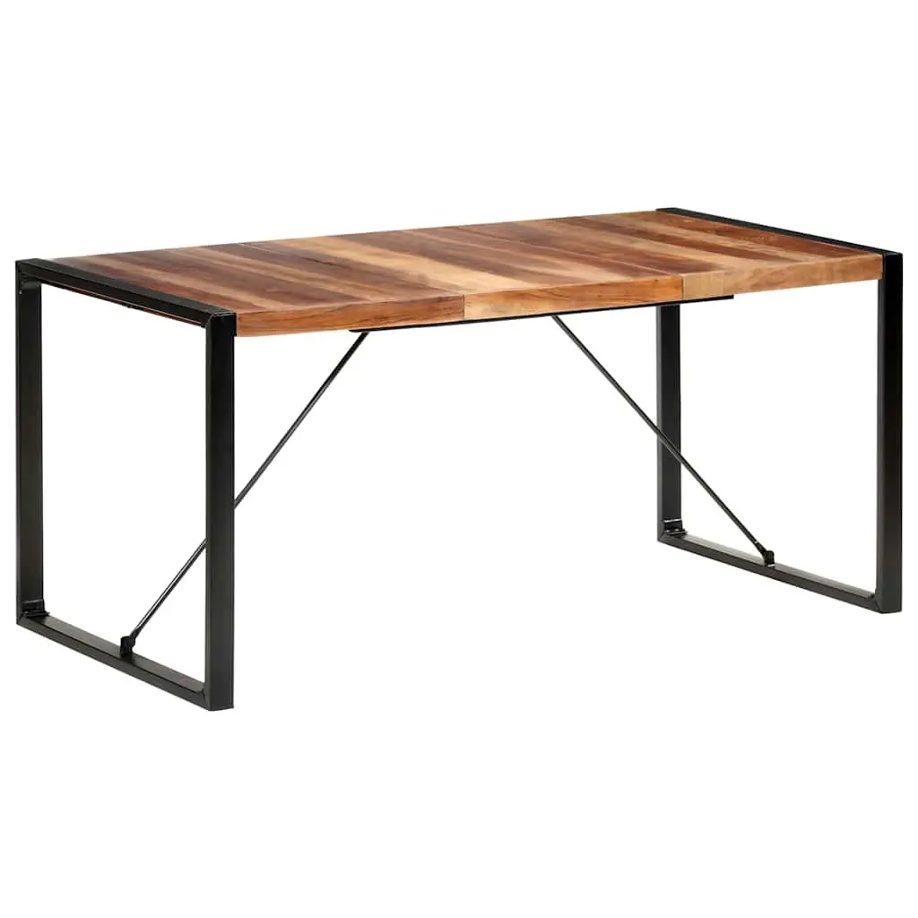 Industrial Dining Table Handmade Brown Solid Acacia Rubberwood Steel 160x80x75cm